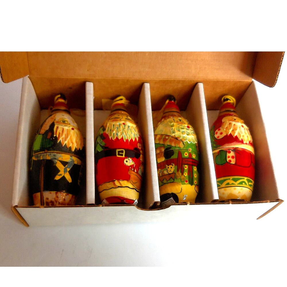 Vintage Norm Thompson Collectible Surprise Santa Ornaments SET OF 2 AS IS